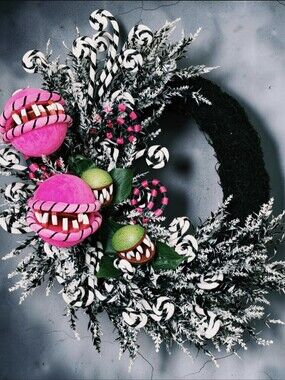 Neon Venus Fly Trap Halloween wreath
